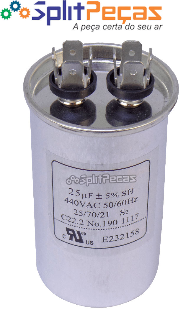 Capacitor de Partida do Compressor 25+2.5uf ±5% SH 450VAC 50/60 HZ (3 Terminais)