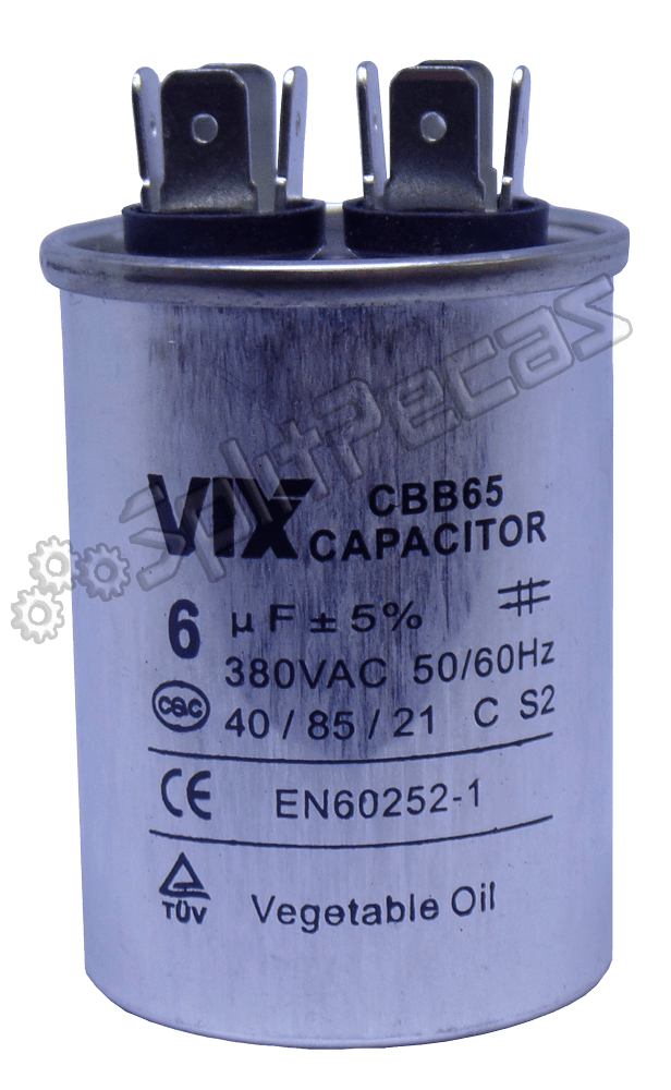 Capacitor de Partida do Compressor Vix 6 UF + 5% SH 380VAC 50/60 HZ ( 2 PÓLOS ) 108309