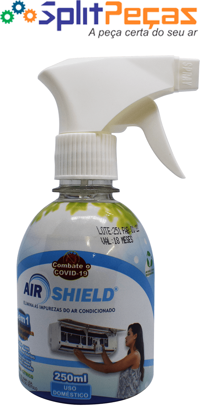 Air Shield 250ml Bactericida Limpeza Higienização para Ar Condicionado