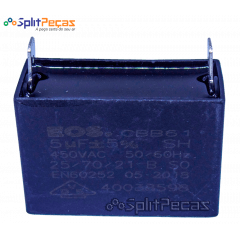 Capacitor Partida do Motor Ventilador 5uF ± 5%  SH 450VAC 50/60 Hz (2 Terminais)