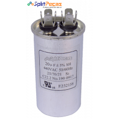 Capacitor de Partida do Compressor 20uF + 5% SH 450VAC 50/60 HZ (2 Terminais)