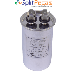 Capacitor de Partida do Compressor 25+2.5uf ±5% SH 450VAC 50/60 HZ (3 Terminais)