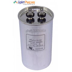 Capacitor de Partida do Compressor 80uF + 5% SH 440VAC 50/60 HZ (2 Terminais)