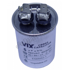 Capacitor de Partida do Compressor Vix 6 UF + 5% SH 380VAC 50/60 HZ ( 2 PÓLOS ) 108309